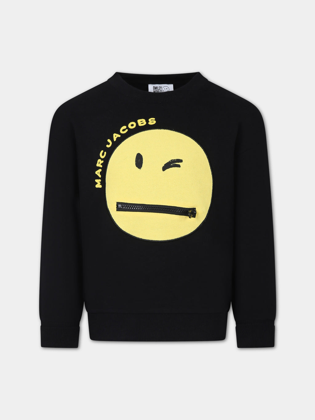 Black sweatshirt for kids with smiley and logo